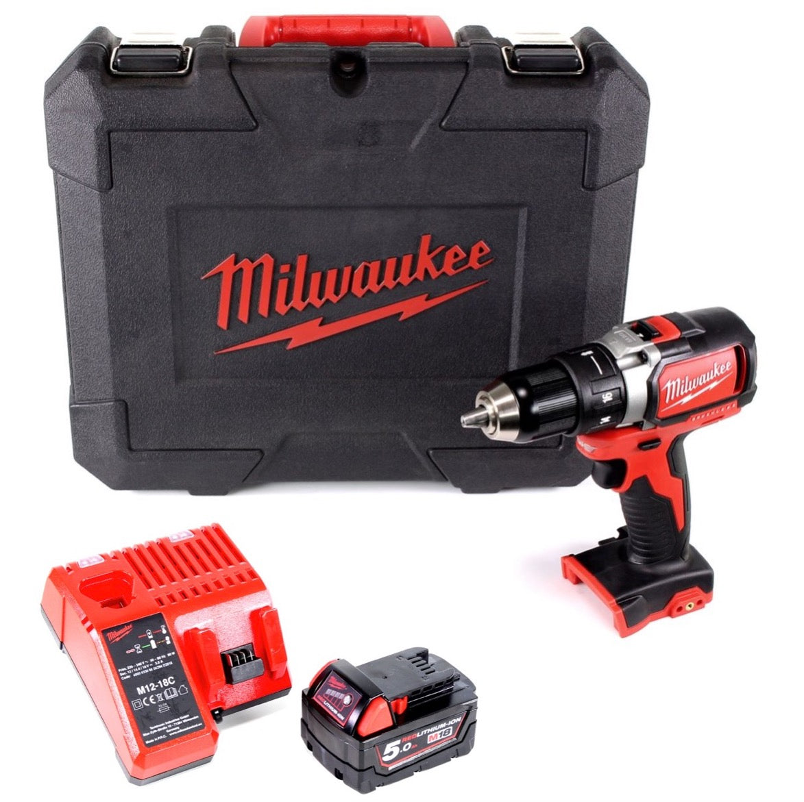 Milwaukee M18 BLDD 501 C 18 V Brushless Li-Ion Akku Bohrschrauber im Koffer + 1 x 5,0 Ah Akku + Ladegerät - Toolbrothers