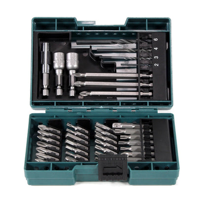 Makita DHP 482 SM1W Akku Schlagbohrschrauber 18 V 62Nm im Transportkoffer + 4,0 Ah Akku + Ladegerät + 38 tlg. Bit- & Bohrer Set - Toolbrothers