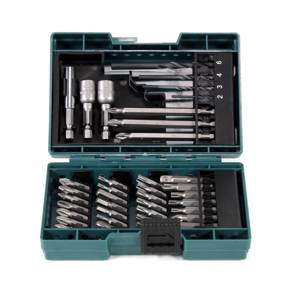 Makita DHP 458 SM1JB Akku Schlagbohrschrauber 18 V 91Nm Schwarz im Makpac + 1x 4,0 Ah Akku + Ladegerät + 38 tlg. Bit- & Bohrer Set - Toolbrothers