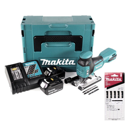 Makita DJV 181 RTJ Akku Pendelhubstichsäge 18V Brushless + 2x Akku 5,0Ah + Ladegerät + 11x Sägeblatt + Makpac - Toolbrothers