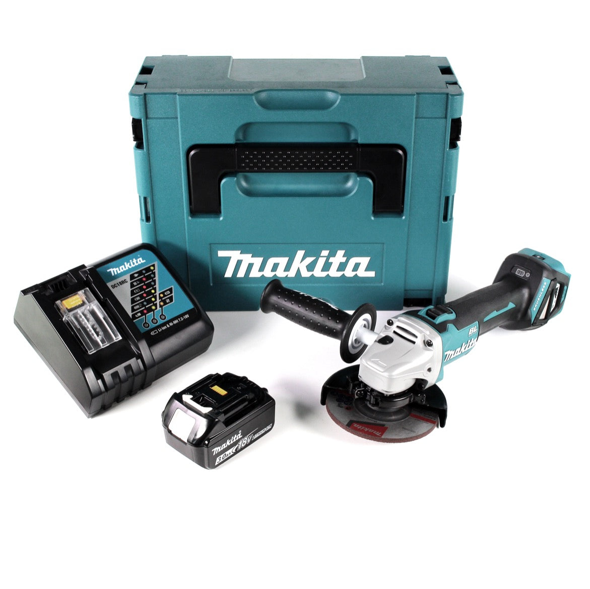 Makita DGA 511 RF1J Akku Winkelschleifer 18 V 125mm Brushless + 1x Akku 3,0Ah + Ladegerät + Makpac - Toolbrothers