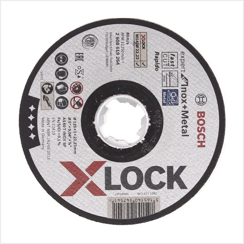 Bosch Trennscheiben X-LOCK 125 x 22,23mm Expert for Inox & Metal gerade ( 25x 2608619264 )