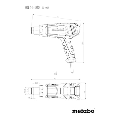 Souffleur d'air chaud Metabo HG 16-500 1600 watts 300 / 500 °C (601067000)