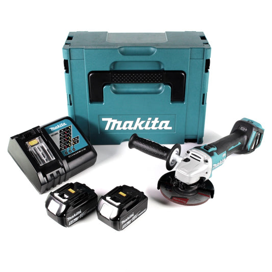 Makita DGA 511 RTJ Akku Winkelschleifer 18 V 125mm Brushless + 2x Akku 5,0Ah + Ladegerät + Makpac - Toolbrothers