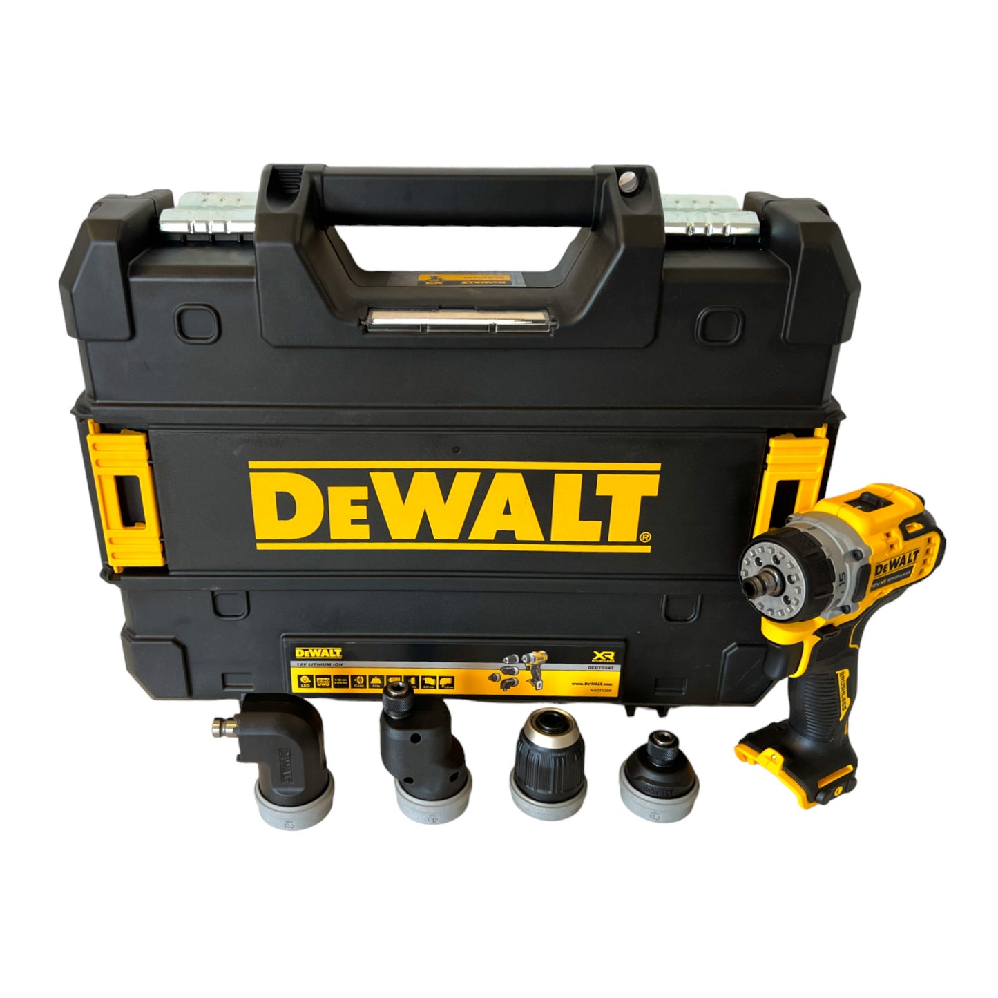 DeWalt DCD 703 NT Akku Bohrschrauber 12 V 57 Nm Brushless + 4x Aufsätze + TSTAK - ohne Akku, ohne Ladegerät