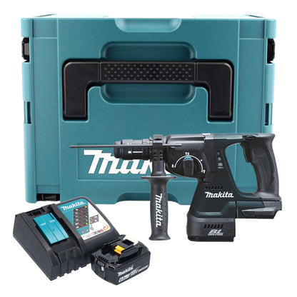 Makita DHR 243 RG1J B Akku Kombihammer 18 V 2,0 J SDS-Plus schwarz + 1x Akku 6,0 Ah + Ladegerät + Schnellwechselfutter + Makpac