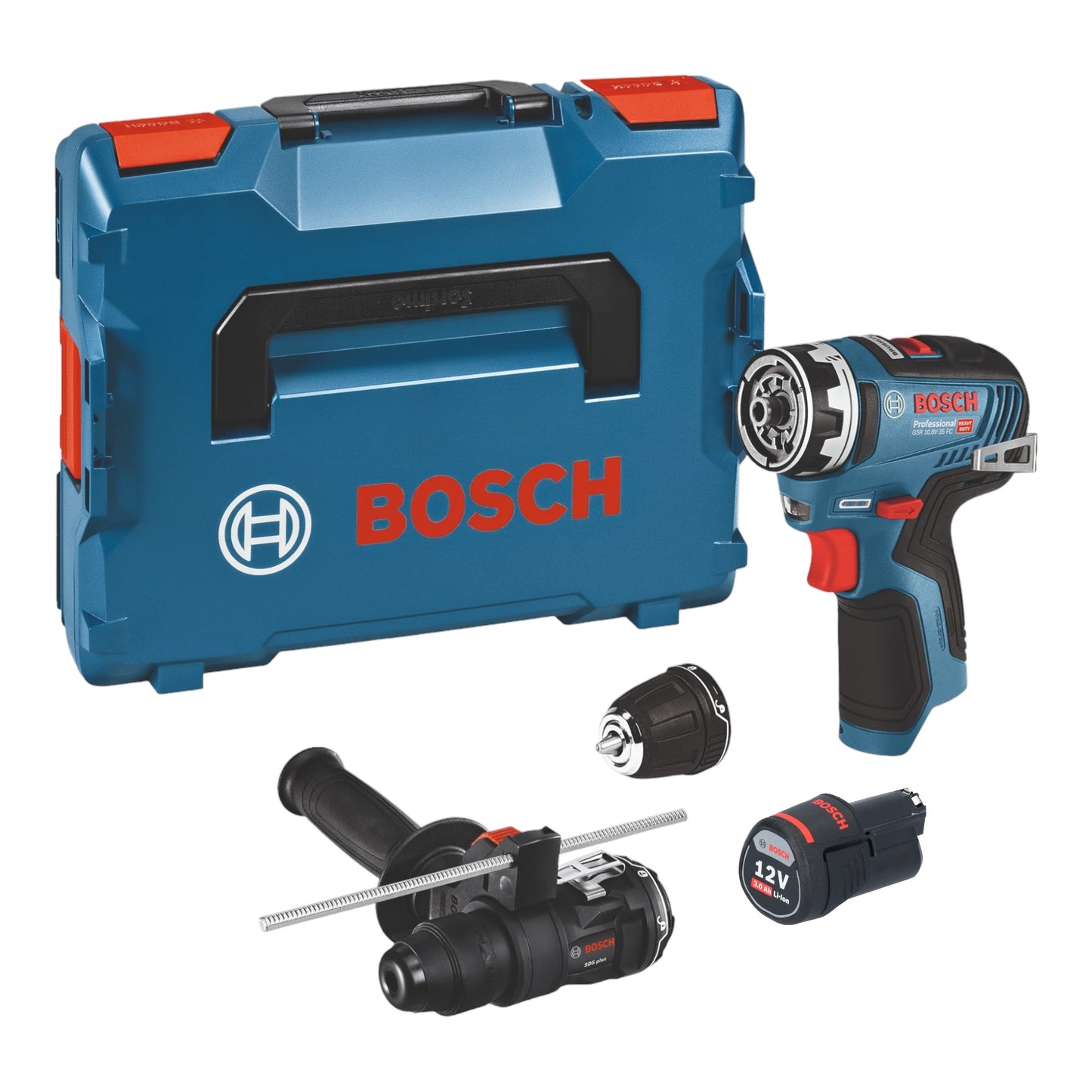 Bosch GSR 12V-35 FC perceuse-visseuse sans fil 12 V 35 Nm sans balais + 1x batterie 3,0 Ah + 2x embout + L-Boxx - sans chargeur