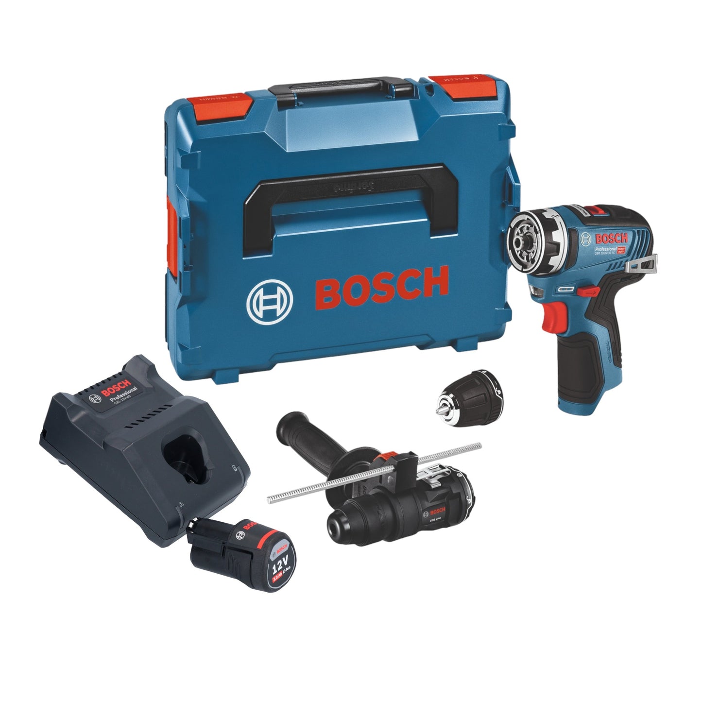 Bosch GSR 12V-35 FC perceuse-visseuse sans fil 12 V 35 Nm sans balais + 1x batterie 3,0 Ah + chargeur + 2x embout + L-Boxx