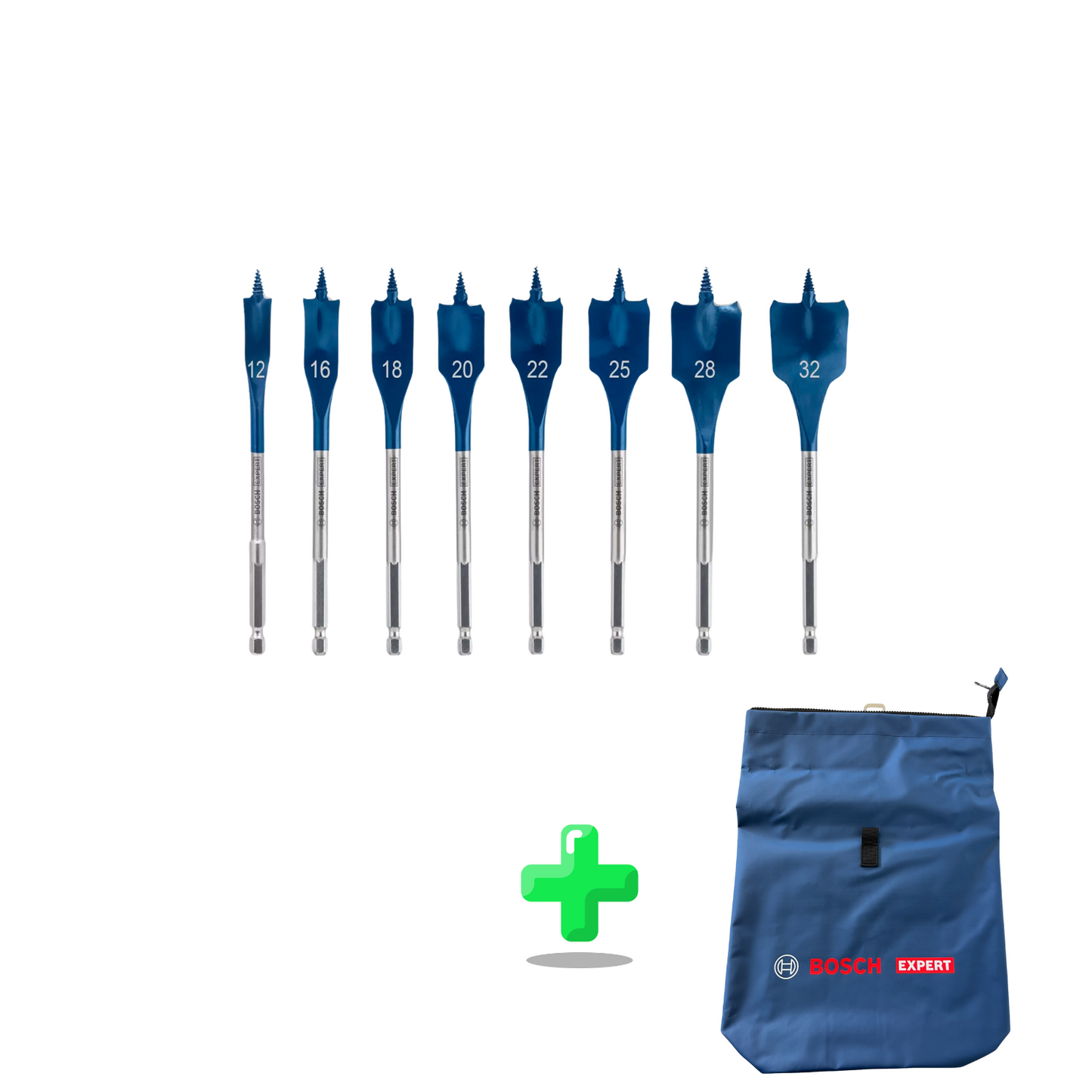 Bosch EXPERT SelfCut Speed Flachfräsbohrer Set 8 tlg. + Bosch Expert Rucksack