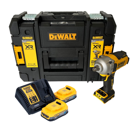 DeWalt DCF 891 E2T Akku Schlagschrauber 18 V 1084 Nm 1/2" Brushless + 2x Powerstack Akku 1,7 Ah + Ladegerät + TSTAK