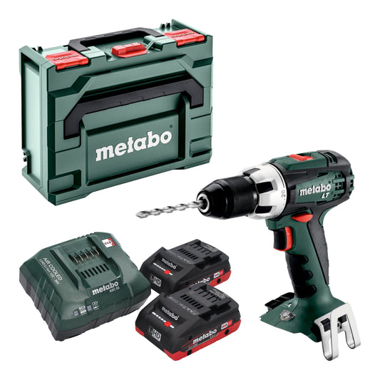 Perceuse-visseuse sans fil Metabo BS 18 LT 18 V 60 Nm (602102800) + 2x batterie LiHD 4,0 Ah + chargeur + métaBOX