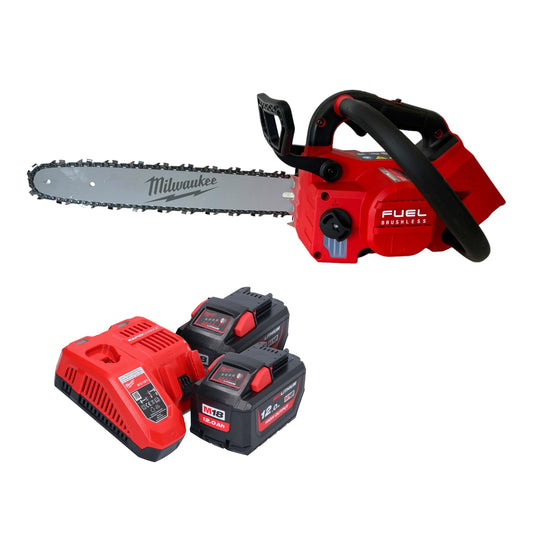 Tronçonneuse à batterie Milwaukee M18 FTCHS35-122 avec poignée supérieure 35 cm + 2x batteries 12,0 Ah + chargeur