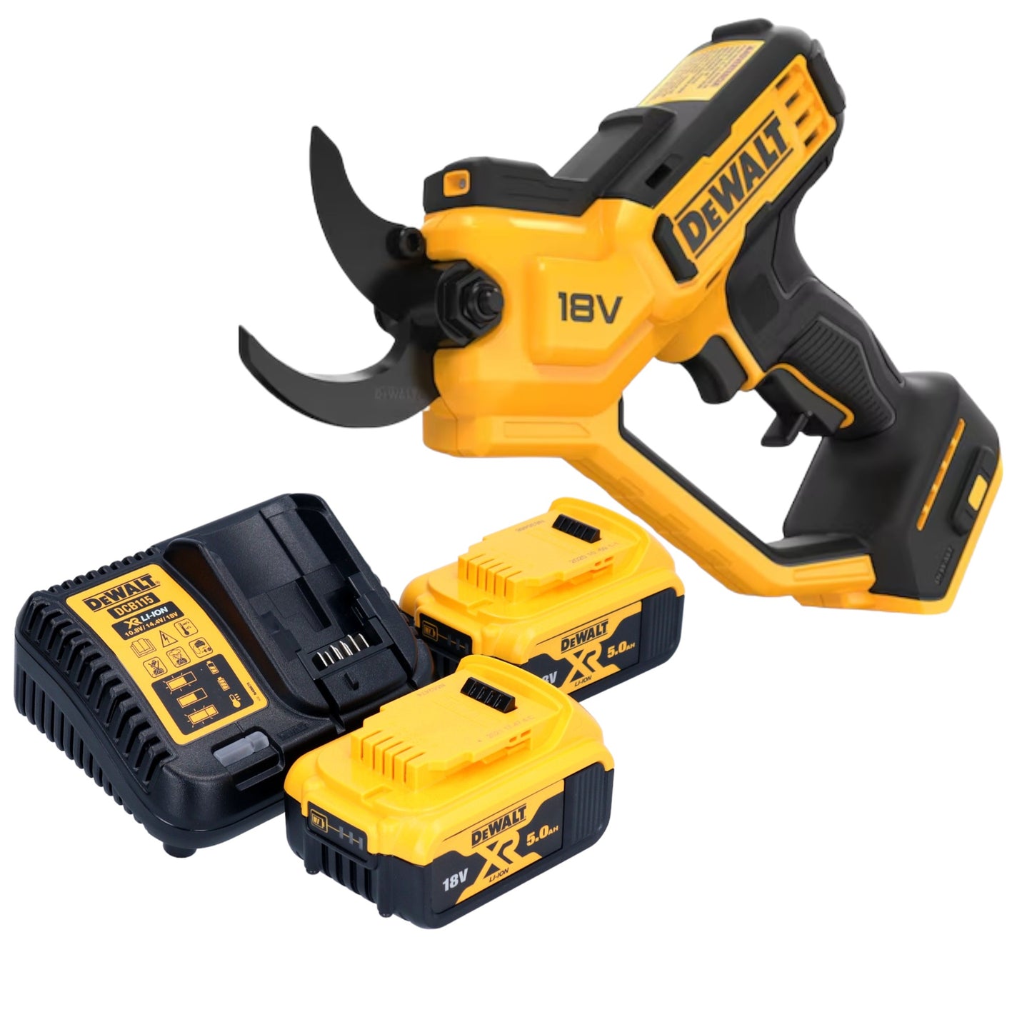 Sécateur à batterie DeWalt DCMPP 568 P2 18 V 38 mm + 2x batteries 5,0 Ah + chargeur