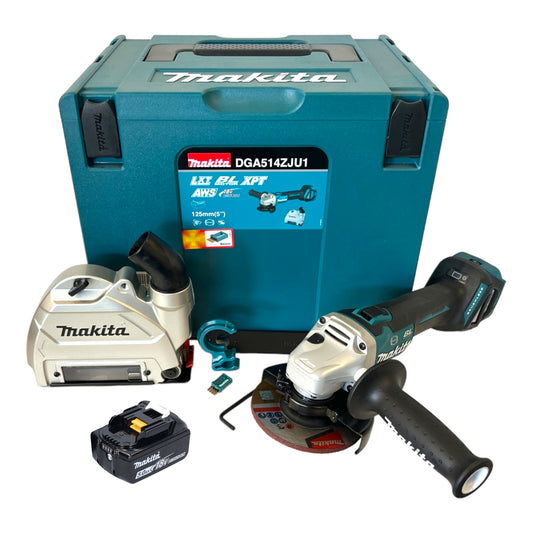 Makita DGA 514 T1JU1 Meuleuse d'angle sur batterie 18 V 125 mm sans balais + 1x batterie 5,0 Ah + Makpac - sans chargeur