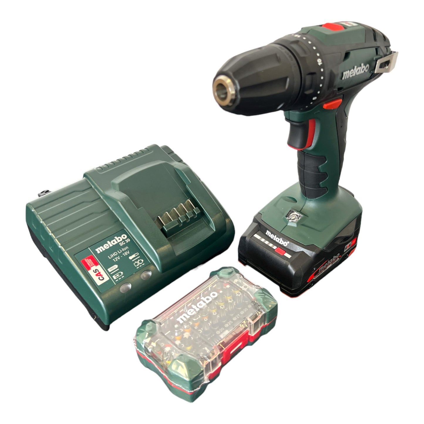 Metabo BS 18 Akku Bohrschrauber Set 18 V 48 Nm ( 602207580 ) + 1x Akku 2,0 Ah + Ladegerät + Bitbox + Tasche