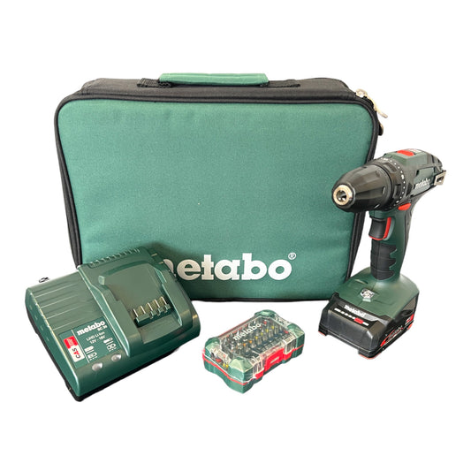 Coffret perceuse-visseuse sans fil Metabo BS 18 18 V 48 Nm (602207580) + 1x batterie 2,0 Ah + chargeur + coffret d'embouts + sac