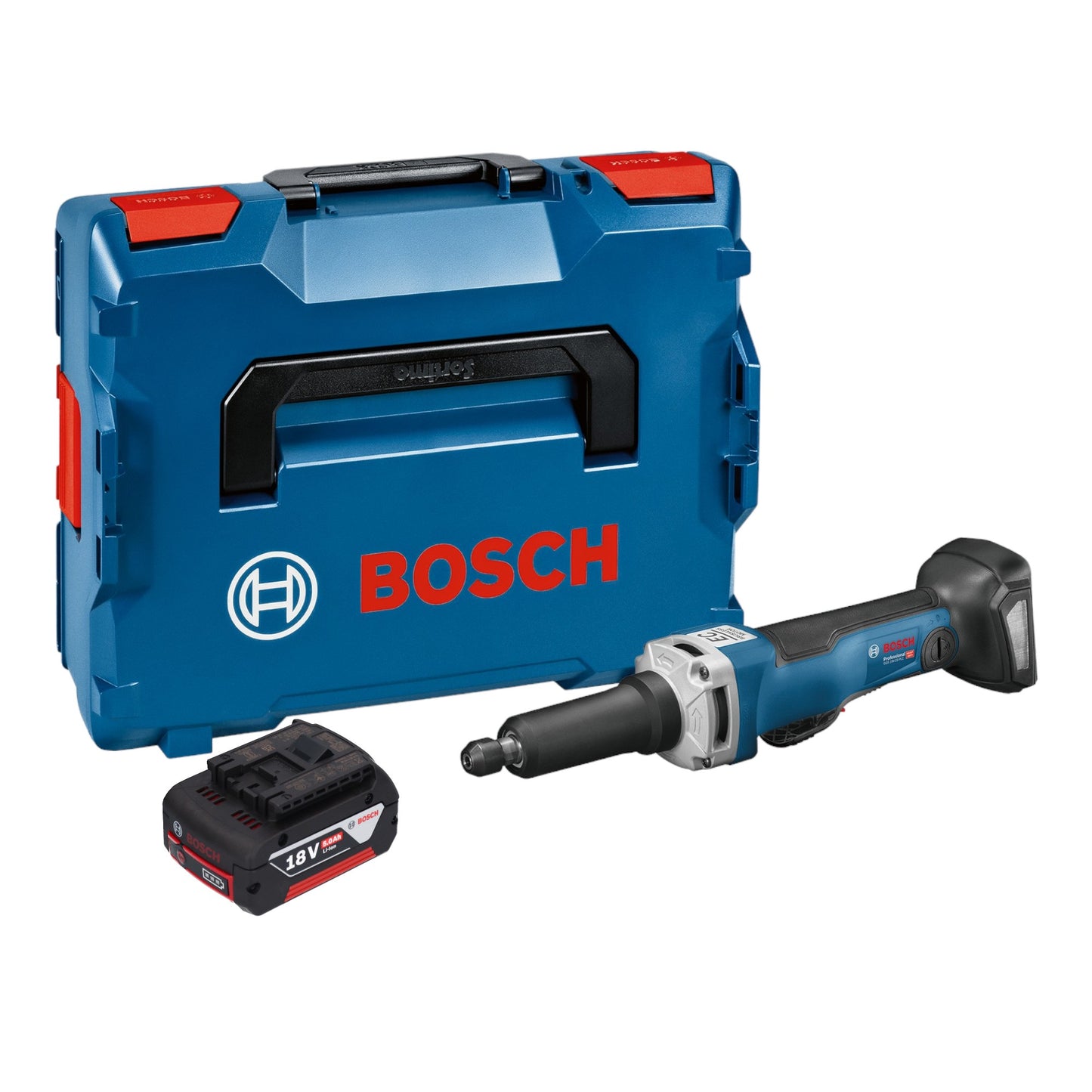 Bosch GGS 18V-23 PLC Meuleuse droite professionnelle sur batterie 18 V sans balais + 1x batterie 5,0 Ah + L-Boxx - sans chargeur