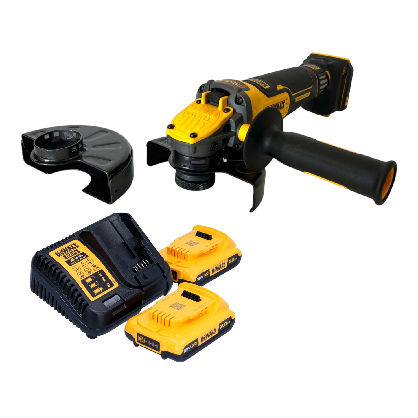 Meuleuse d'angle sur batterie DeWalt DCG 416 VS D2 18 V 125 mm sans balais + 2x batteries 2,0 Ah + chargeur