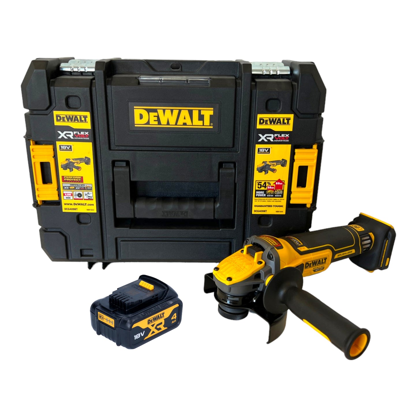 DeWalt DCG 409 NT Akku Winkelschleifer 18 V 125 mm Brushless + 1x Akku 4,0 Ah + TSTAK - ohne Ladegerät