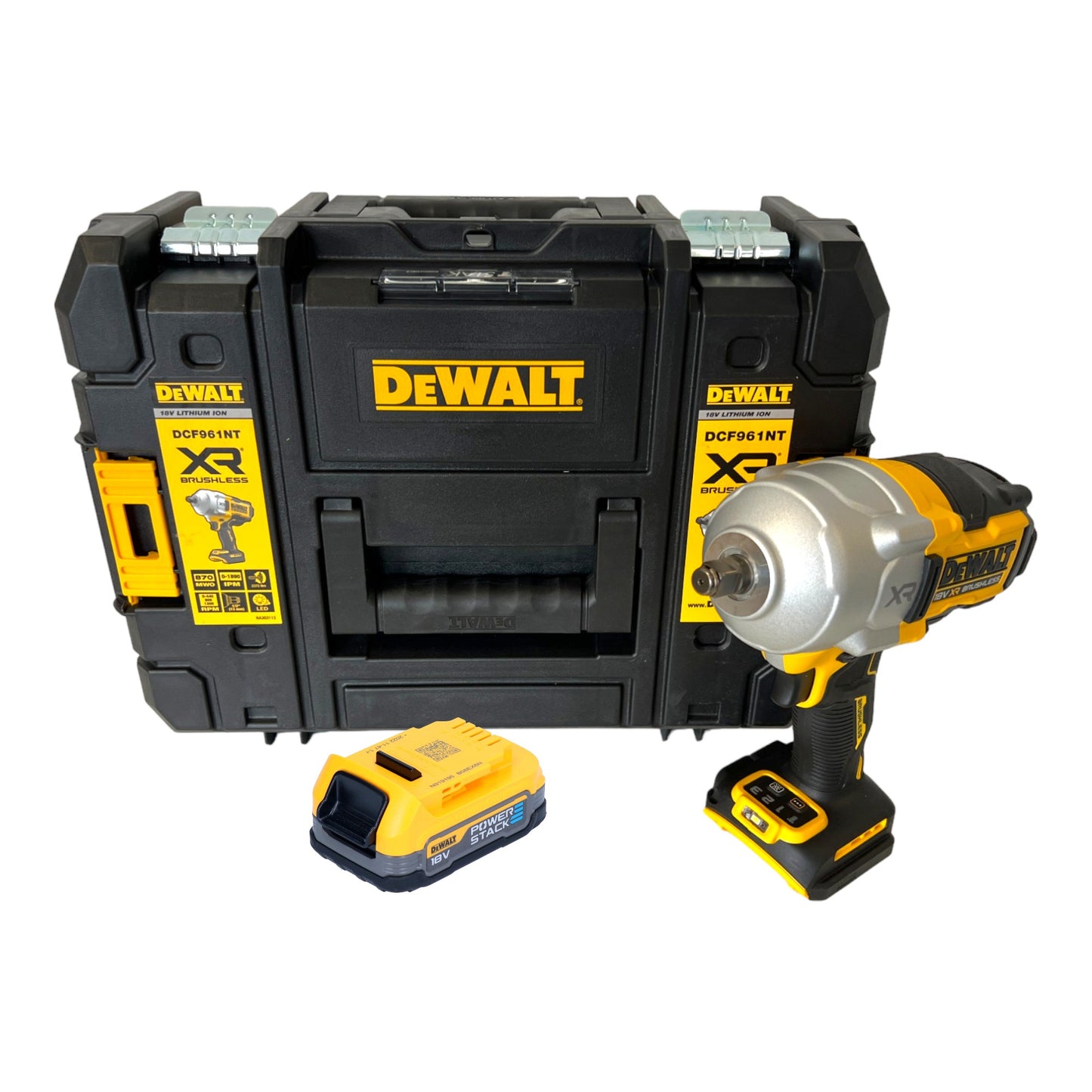 DeWalt DCF 961 NT Akku Schlagschrauber 18 V 1632 Nm 1/2" Brushless + 1x Powerstack Akku 1,7 Ah + TSTAK - ohne Ladegerät