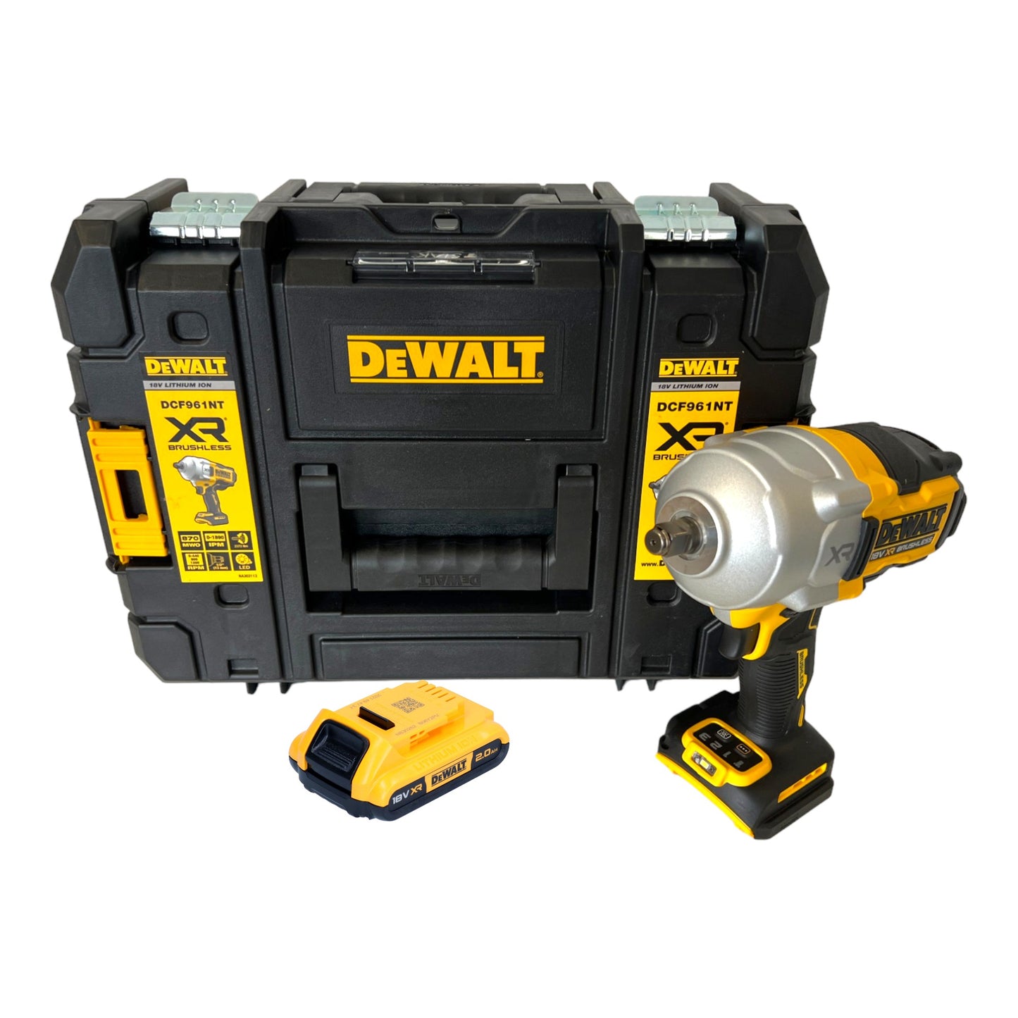 DeWalt DCF 961 NT Akku Schlagschrauber 18 V 1632 Nm 1/2" Brushless + 1x Akku 2,0 Ah + TSTAK - ohne Ladegerät