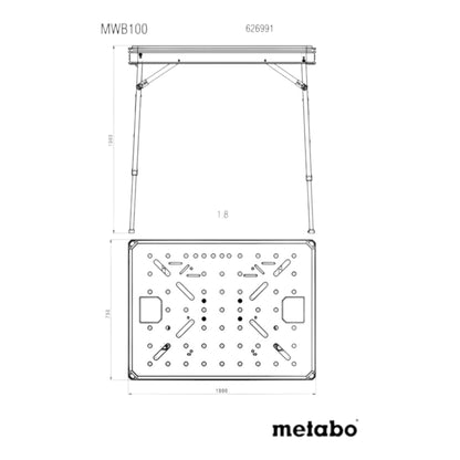 Metabo MWB 100 Multifunktionstisch ( 626991000 ) mobile Werkbank robuste MDF-Tischplatte