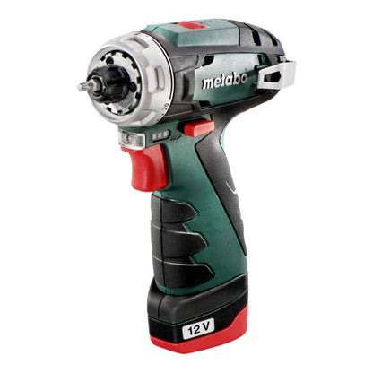 Metabo Powermaxx BS Basic Set Akku Bohrschrauber 12 V 34 Nm ( 600080710 ) + 2x Akku 2,0 Ah + Ladegerät + 41 tlg. Zubehör Set + Koffer