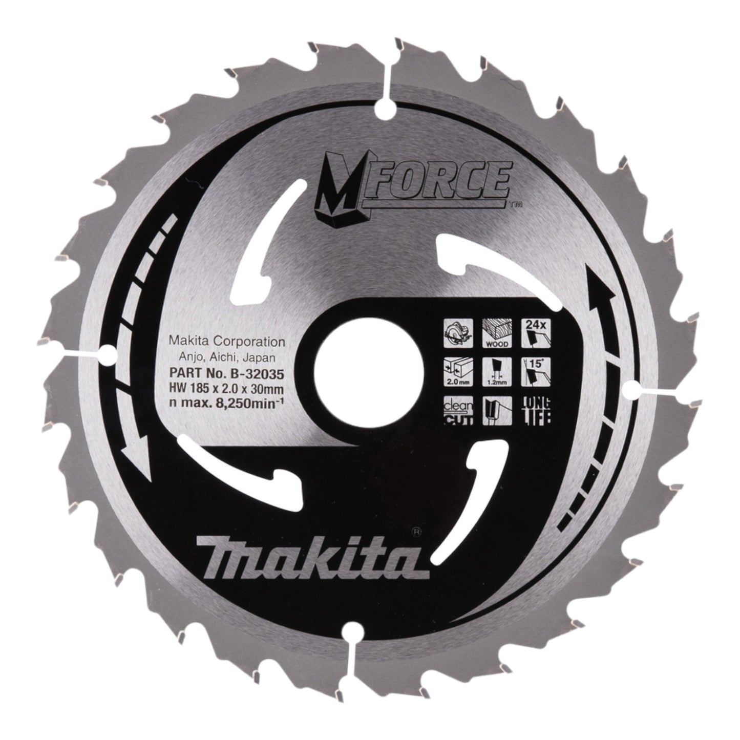 Lame de scie circulaire Makita M-FORCE 185 x 30 x 2,0 mm 24 dents (B-32035) pour le bois