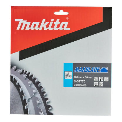 Makita MAKBLADE Kreissägeblatt 260 x 30 x 2,3 mm 40 Zähne ( B-32770 ) für Holz