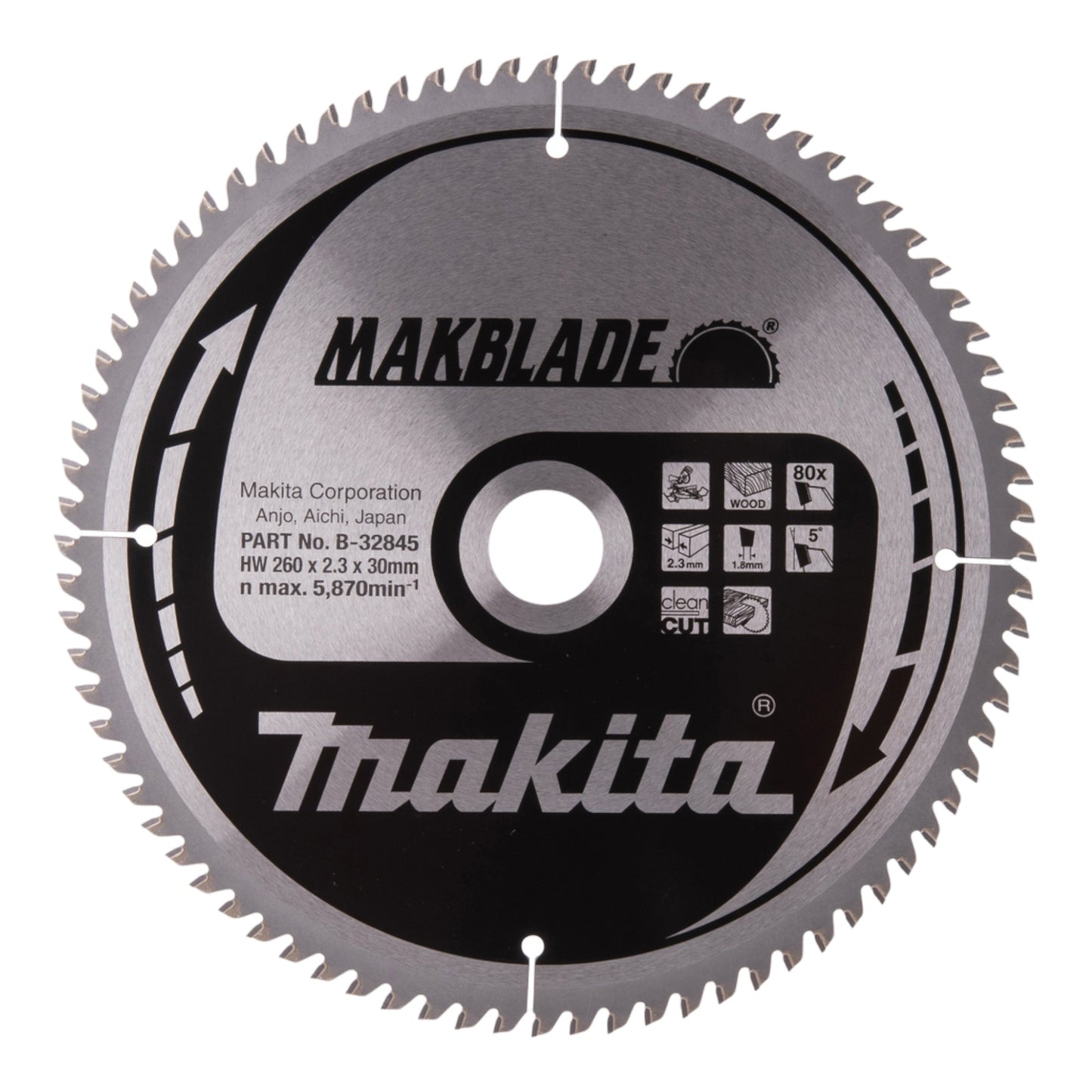 Lame de scie circulaire Makita MAKBLADE 260 x 30 x 2,3 mm 80 dents (B-32845) pour le bois