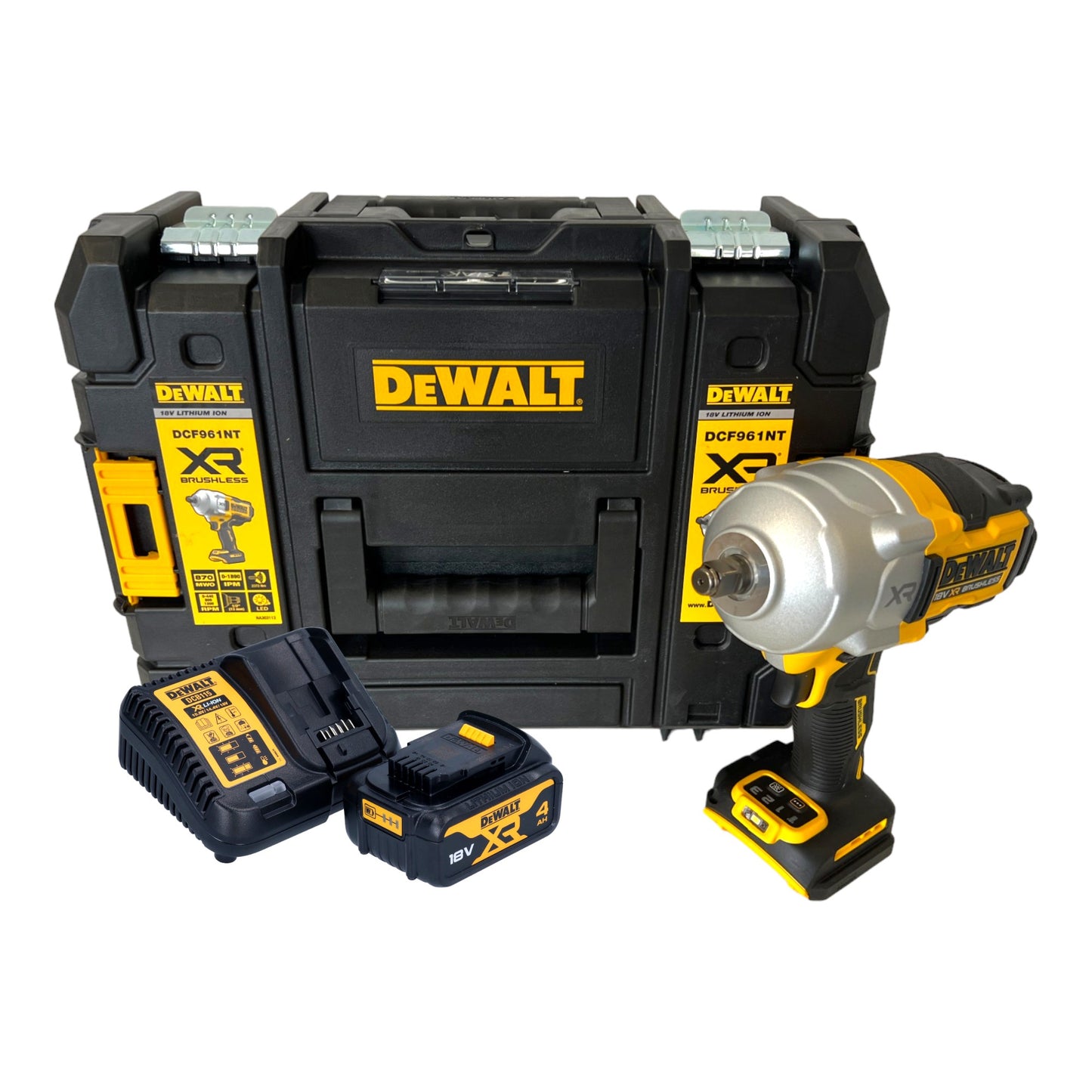 Clé à chocs sans fil DeWalt DCF 961 M1T 18 V 1632 Nm 1/2" sans balai + 1x batterie 4,0 Ah + chargeur + TSTAK