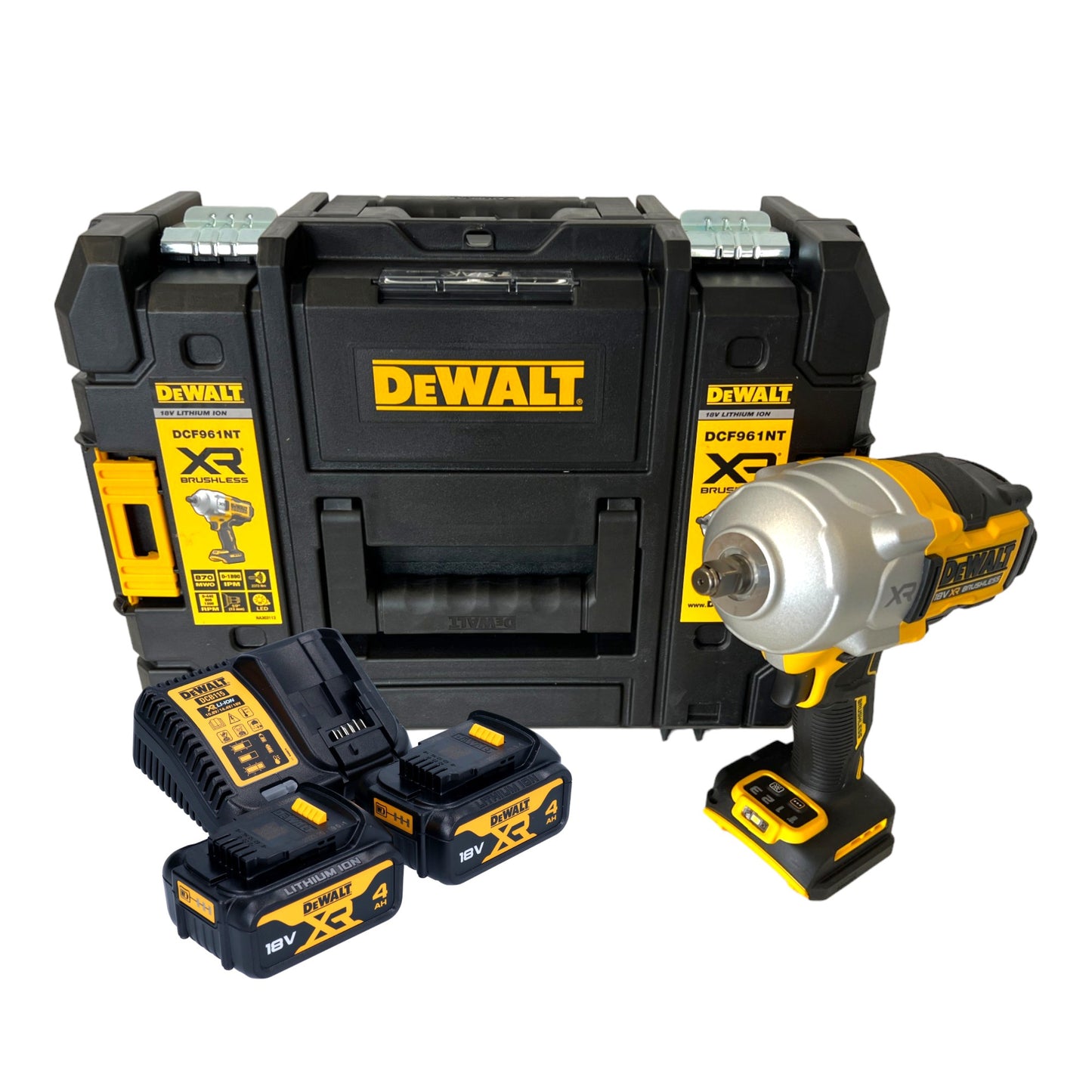 Clé à chocs sans fil DeWalt DCF 961 M2T 18 V 1632 Nm 1/2" sans balai + 2x batterie 4,0 Ah + chargeur + TSTAK