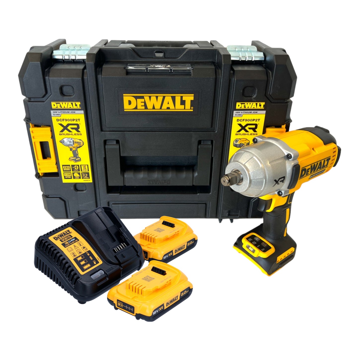 DeWalt DCF 900 D2T Akku Schlagschrauber 18 V 1396 Nm 1/2" + 2x Akku 2,0 Ah + Ladegerät + TSTAK