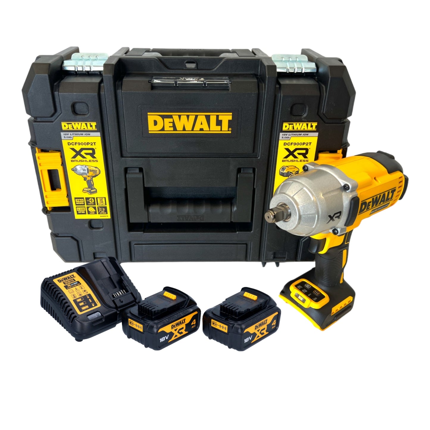 Clé à chocs sans fil DeWalt DCF 900 M2T 18 V 1396 Nm 1/2" + 2x batteries 4,0 Ah + chargeur + TSTAK