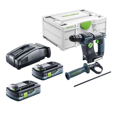 Marteau perforateur à batterie Festool BHC 18-Basic 18 V 1,8 J SDS Plus sans balais + 2 batteries 4,0 Ah + chargeur rapide + systainer