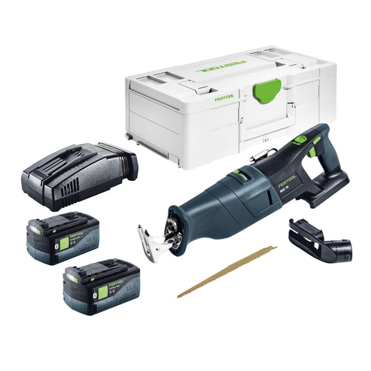 Scie sabre sans fil Festool RSC 18 EB-Basic 18 V sans balais + 2 batteries 5,0 Ah + chargeur rapide + systainer