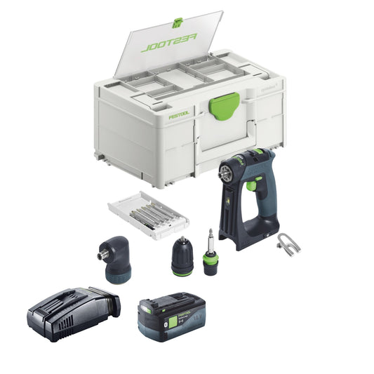 Festool CXS 18-Basic-Set Akku Bohrschrauber 18 V 40 Nm Brushless + 1x Akku 5,0 Ah + Schnellladegerät + Systainer