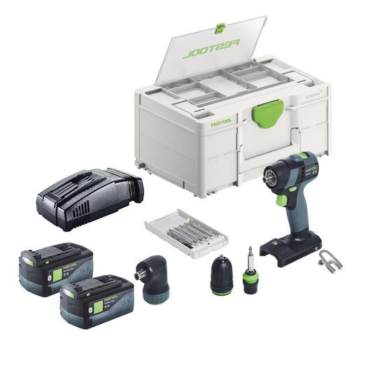 Festool TXS 18-Basic-Set Akku Bohrschrauber 18 V 40 Nm Brushless + 2x Akku 5,0 Ah + Schnellladegerät + Systainer