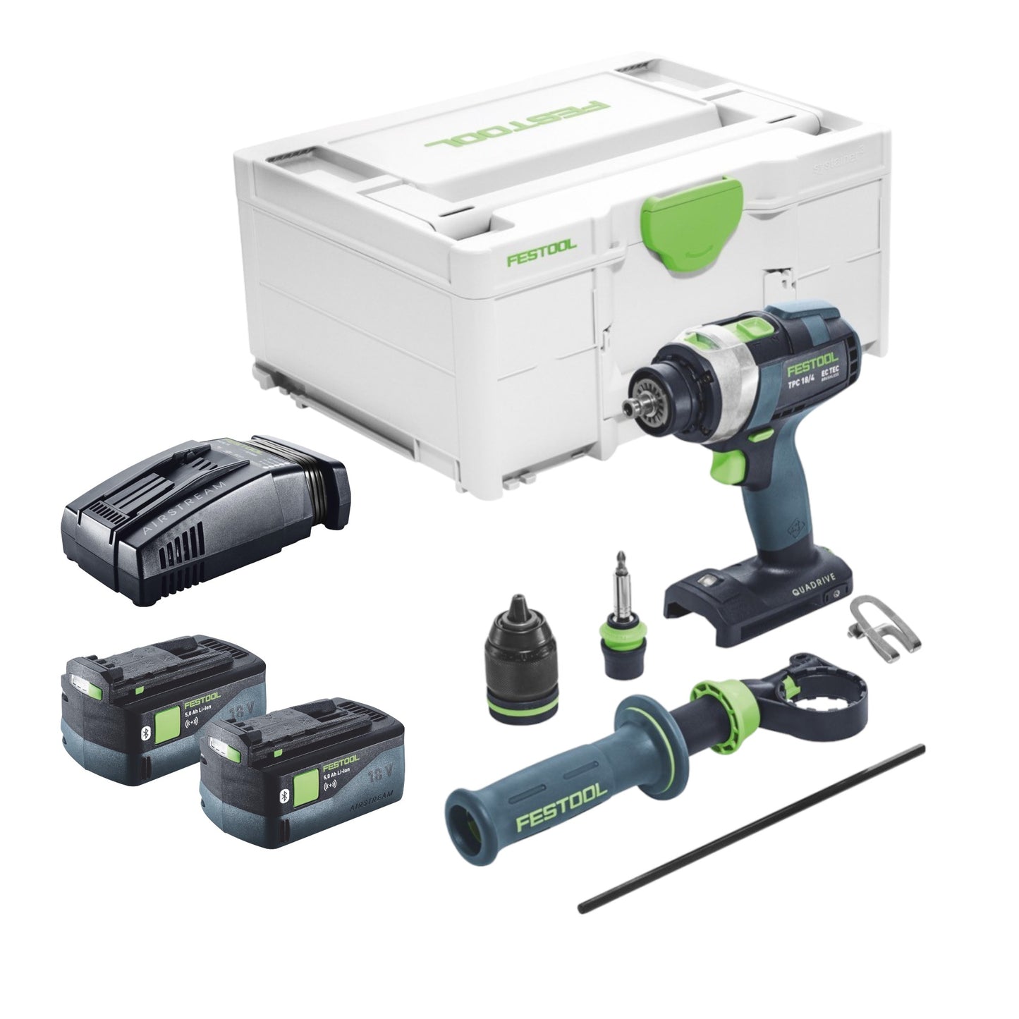 Festool TPC 18/4 I-Basic Akku Schlagbohrschrauber 18 V 75 Nm + 2x Akku 5,0 Ah + Schnellladegerät + Systainer