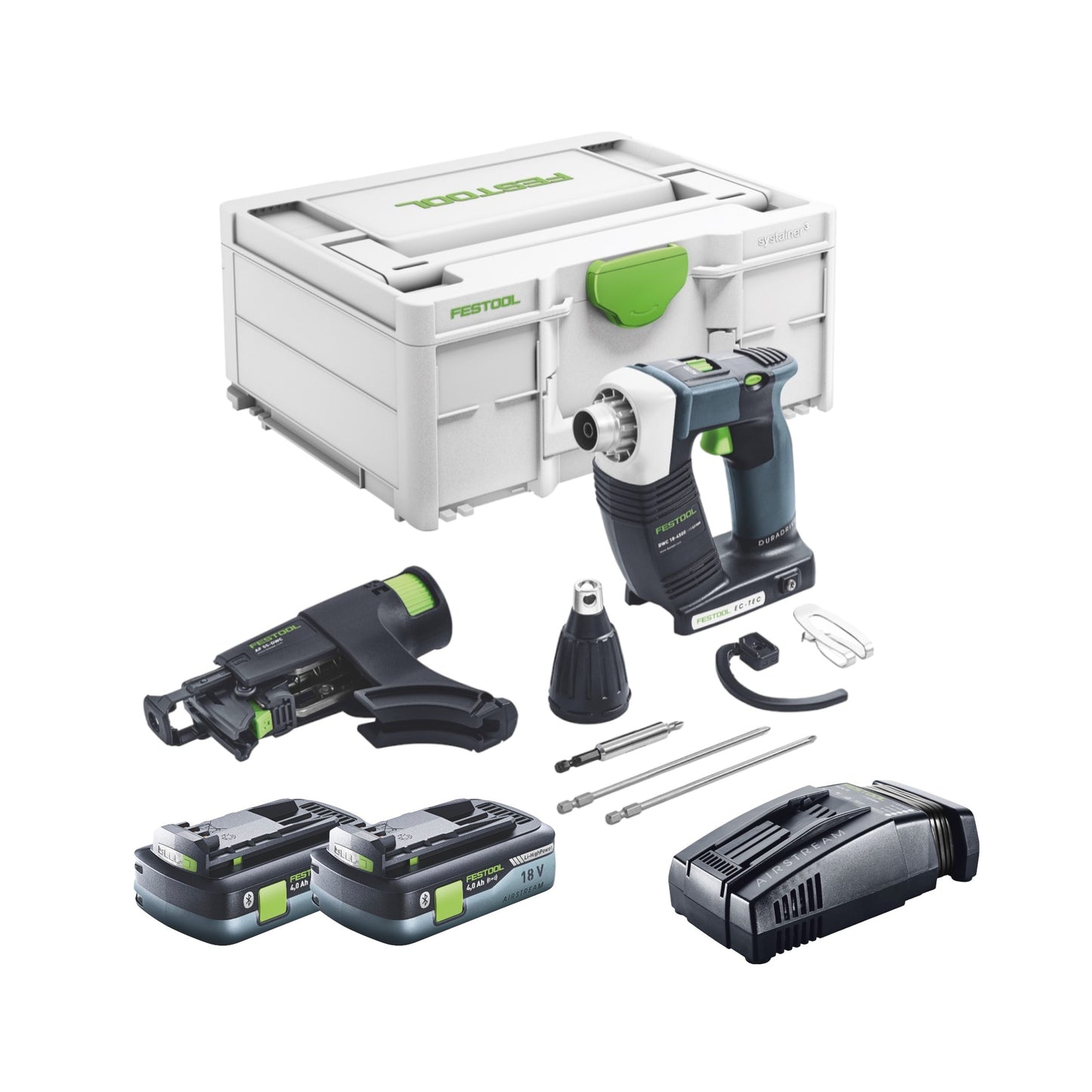 Festool DURADRIVE DWC 18-4500 Basic Akku Bauschrauber 18 V 14 Nm Brushless + 2x Akku 4,0 Ah + Schnellladegerät + Systainer