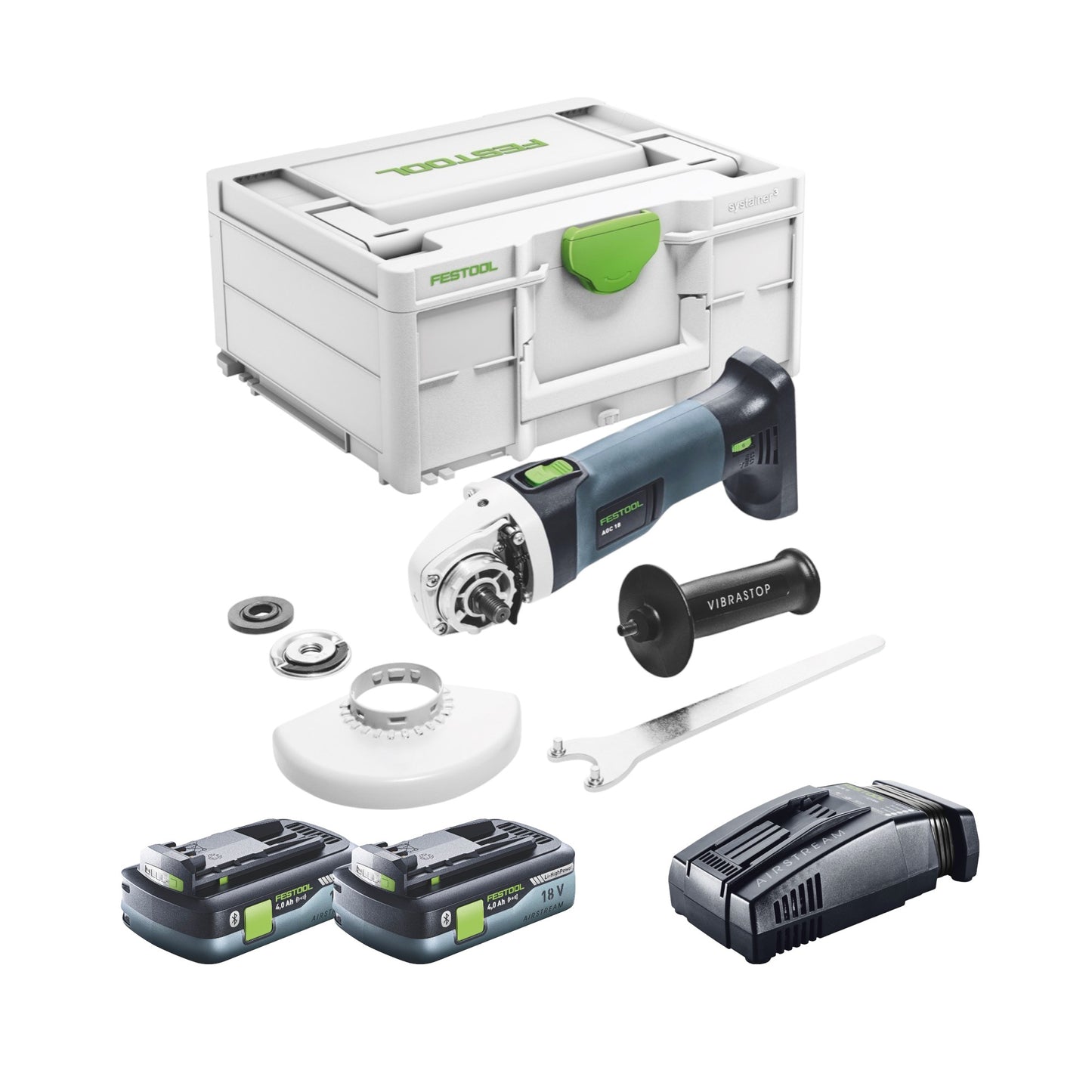 Festool AGC 18-125 EB-Basic Akku Winkelschleifer 18 V 125 mm Brushless + 2x Akku 4,0 Ah + Schnellladegerät + Systainer