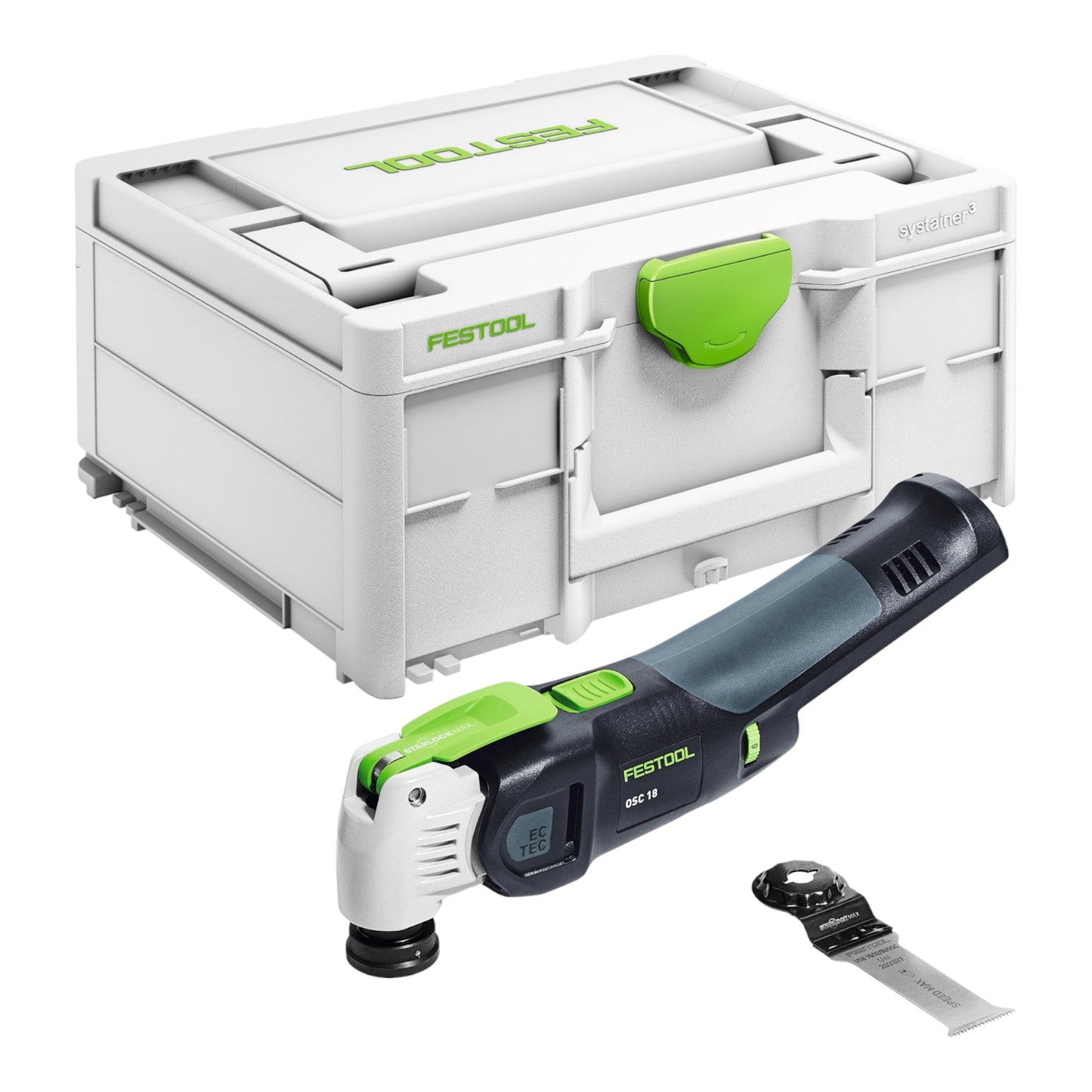 Festool VECTURO OSC 18 E-Basic Akku Oszillierer 18 V Starlock Max Brushless + 1x Akku 4,0 Ah + Schnellladegerät + Systainer