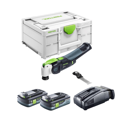 Oscillateur sur batterie Festool VECTURO OSC 18 E-Basic 18 V Starlock Max Brushless + 2x batteries 4,0 Ah + chargeur rapide + systainer