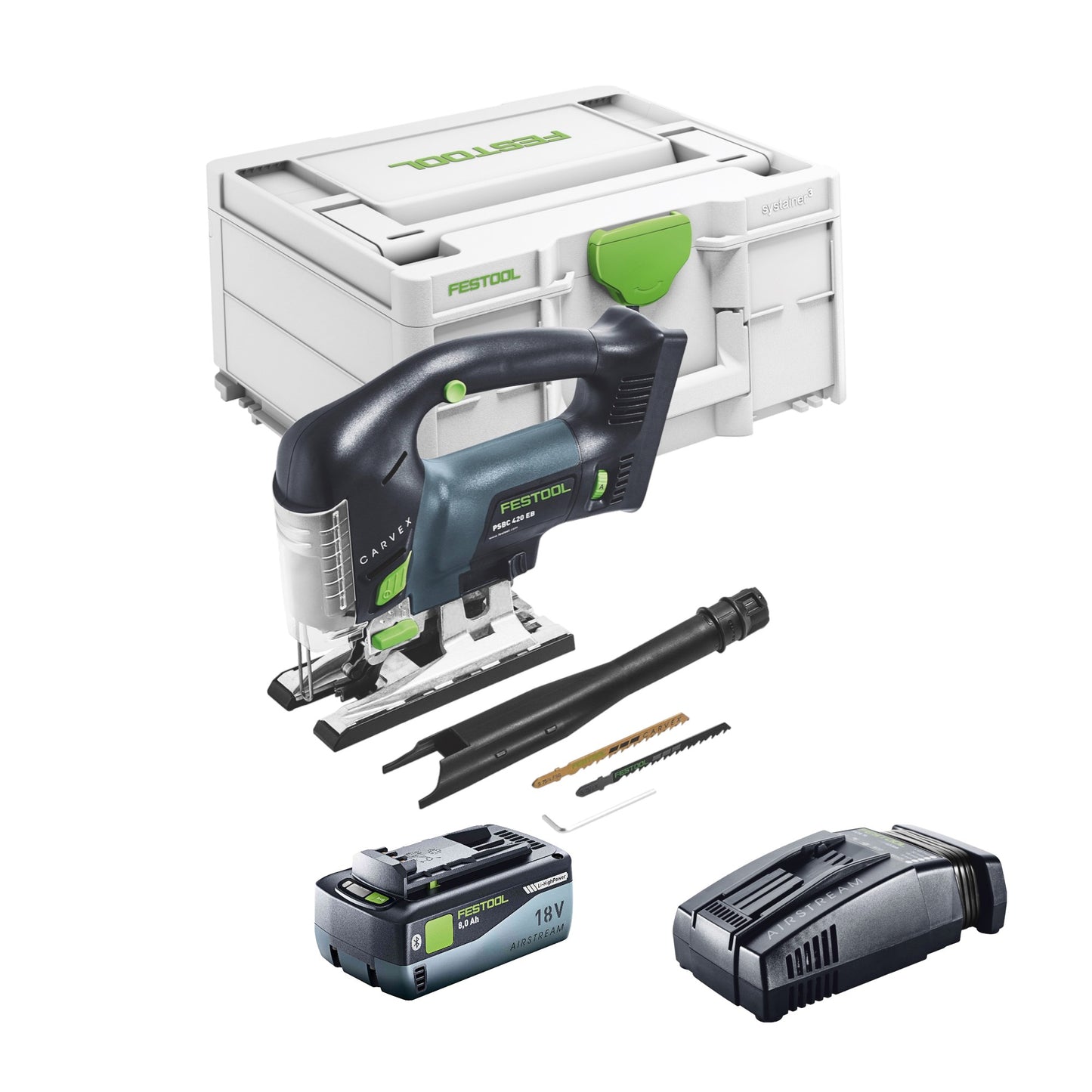 Festool CARVEX PSBC 420 EB-Basic Akku Pendelstichsäge 18 V 120 mm Brushless + 1x Akku 8,0 Ah + Schnellladegerät + Systainer