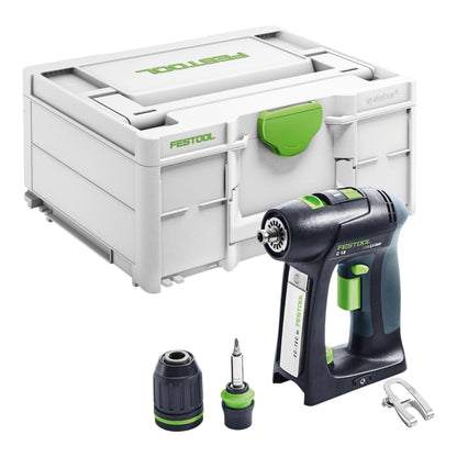 Festool C 18 Basic Akku Bohrschrauber 18 V 45 Nm Brushless + 2x Akku 4,0 Ah + Schnellladegerät + Systainer