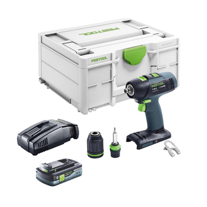 Festool T 18+3 Basic perceuse-visseuse sans fil 18 V 50 Nm sans balais + 1x batterie 4,0 Ah + chargeur rapide + systainer