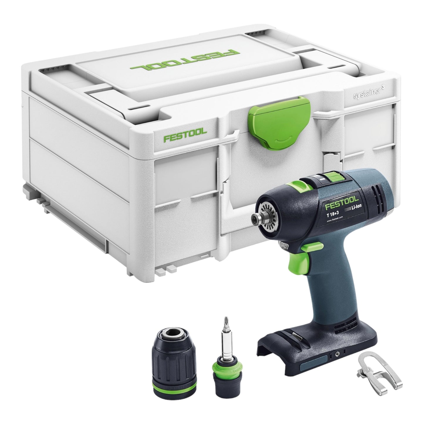 Festool T 18+3 Basic Akku Bohrschrauber 18 V 50 Nm Brushless + 2x Akku 4,0 Ah + Schnellladegerät + Systainer