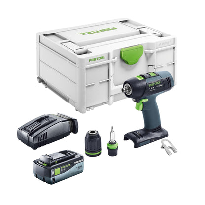 Festool T 18+3 Basic Akku Bohrschrauber 18 V 50 Nm Brushless + 1x Akku 8,0 Ah + Schnellladegerät + Systainer