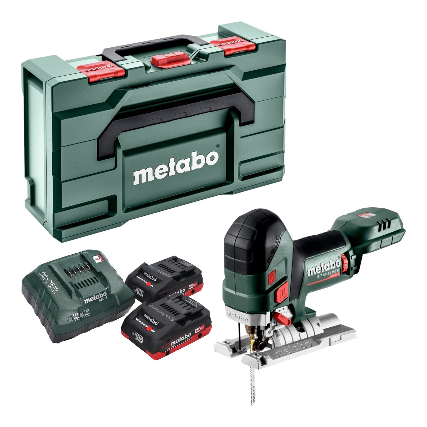 Scie sauteuse Metabo STA 18 LTX 150 BL sans balais 18 V 150 mm + 2 batteries LiHD 4,0 Ah + chargeur + Metabox