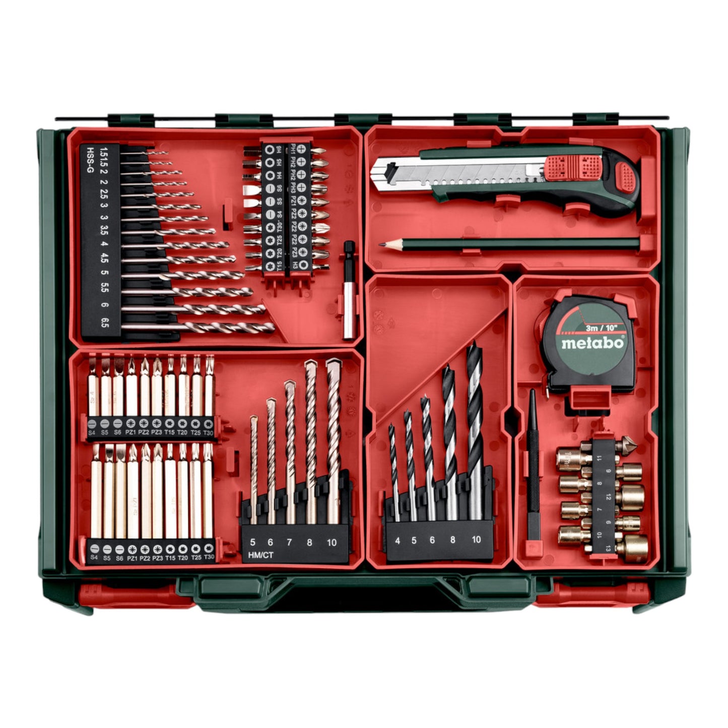 Metabo SB 18 L Set Akku Schlagbohrschrauber 18 V 50 Nm ( 602317710 ) + 2x Akku 2,0 Ah + Ladegerät + 78 tlg. mobile Werkstatt + Koffer